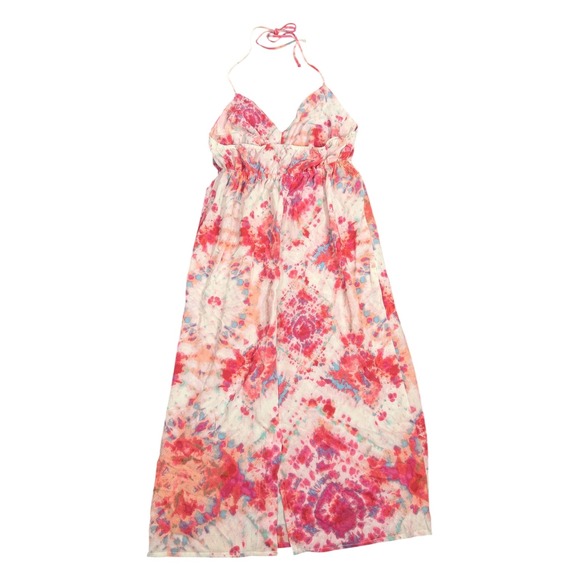 CAD Dresses & Skirts - CAD Pink Tie Dye Halter Maxi Dress Smocked Empire Waist Size Medium